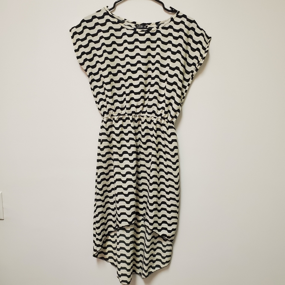 High low black and white striped dress.